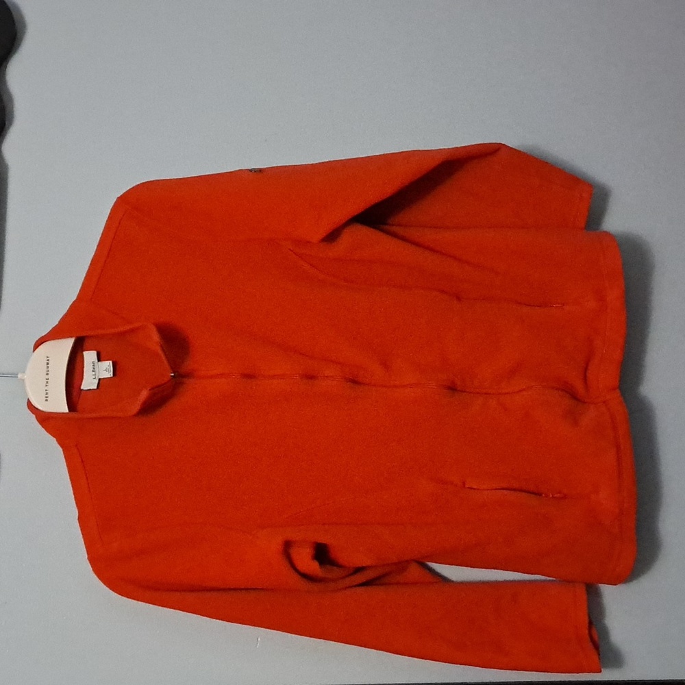 L.L Bean Burnt Orange Fleece Sz Large Women Full Zip Sweater PTP 23.5"-27.5"